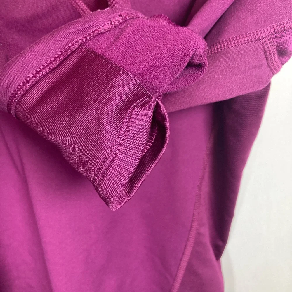 Nike Dri-Fit Rich Purple Half Zip Athletic Hoodie with Hand Warmer Cuffs Sz M - Picture 4 of 5